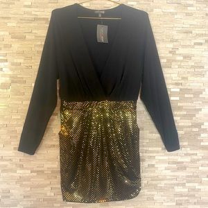 Black and gold sequined dress